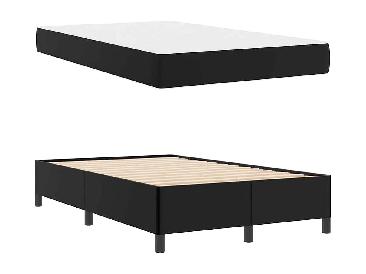 Letto singolo | Giroletto | Struttura del letto con materasso Nero 120x190 cm Tessuto