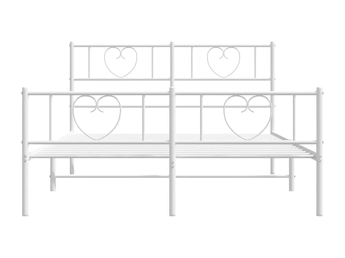 Lit simple | Lit adulte, enfant | Cadre de lit métal et pied de lit blanc 120x190 cm