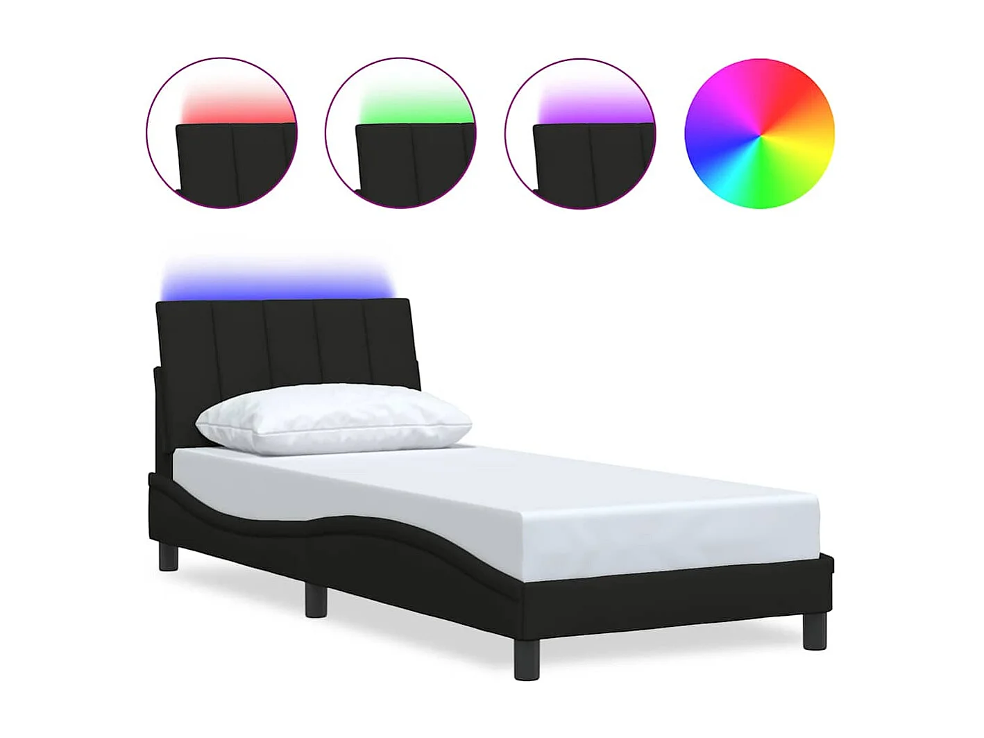 Letto per adulti | Letto singolo | Giroletto senza Materasso Hanko Nero 80x200 cm Tessuto