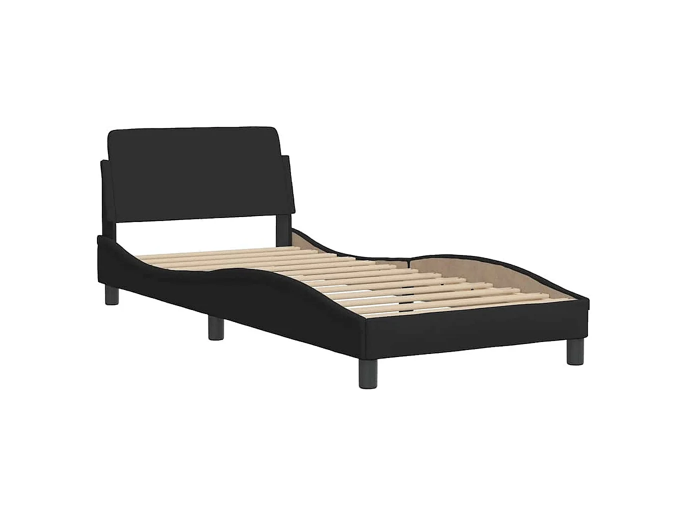 Letto per adulti | Letto singolo | Giroletto senza Materasso Hanko Nero 80x200 cm Tessuto