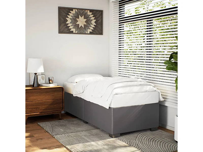 Letto per adulti | Letto singolo | Giroletto Grigio 80x200 cm in Similpelle