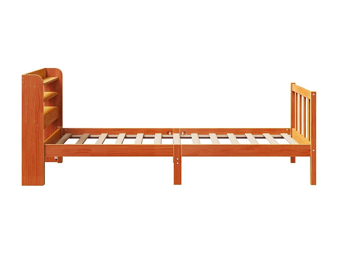 Letto per adulti | Letto singolo | Giroletto con Testiera Marrone Cera 75x190 cm Massello Pino