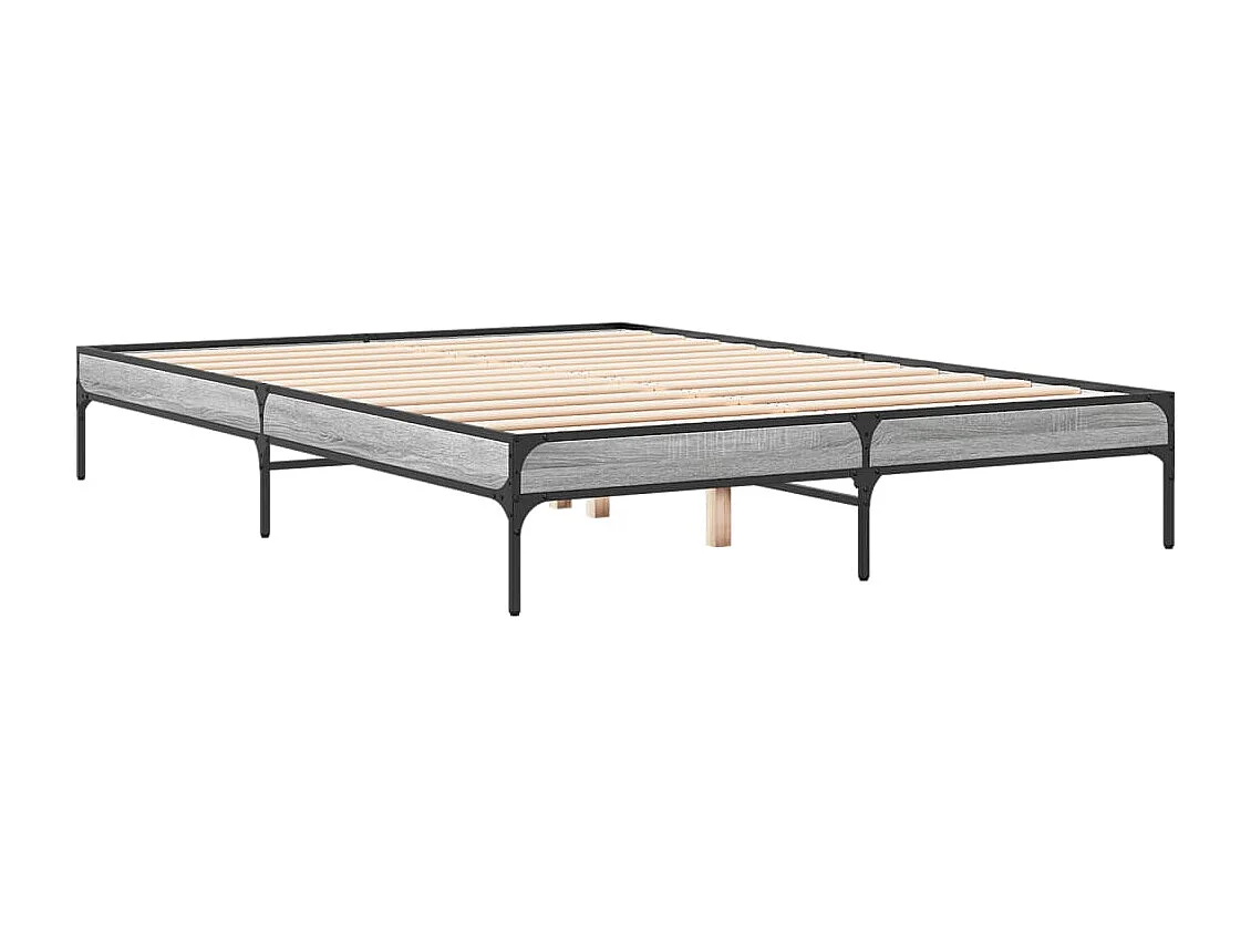 Lit double | Lit adulte | Cadre de lit sonoma gris 150x200 cm