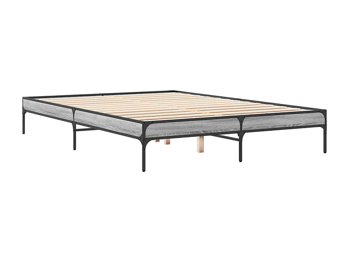 Lit double | Lit adulte | Cadre de lit sonoma gris 150x200 cm