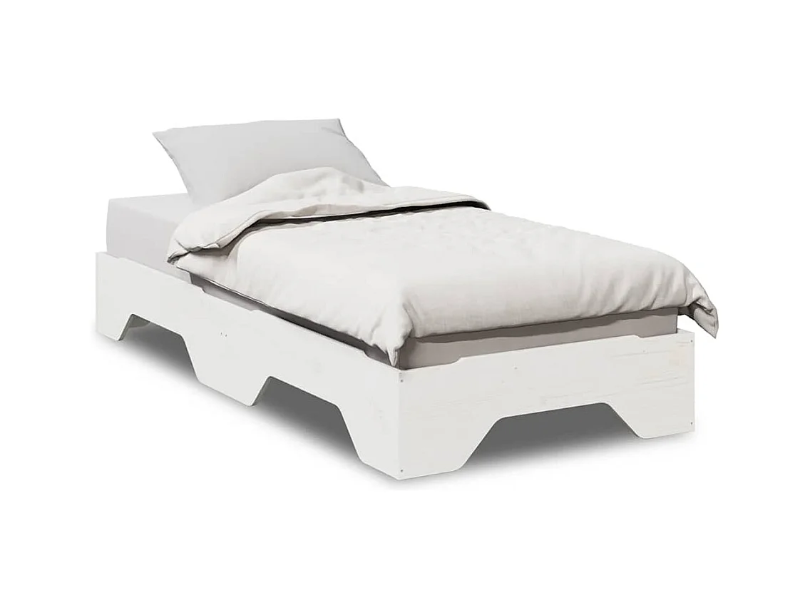 Letto per adulti | Letto singolo | Giroletto senza Materasso Impilabile Bianco 90x190 cm Legno