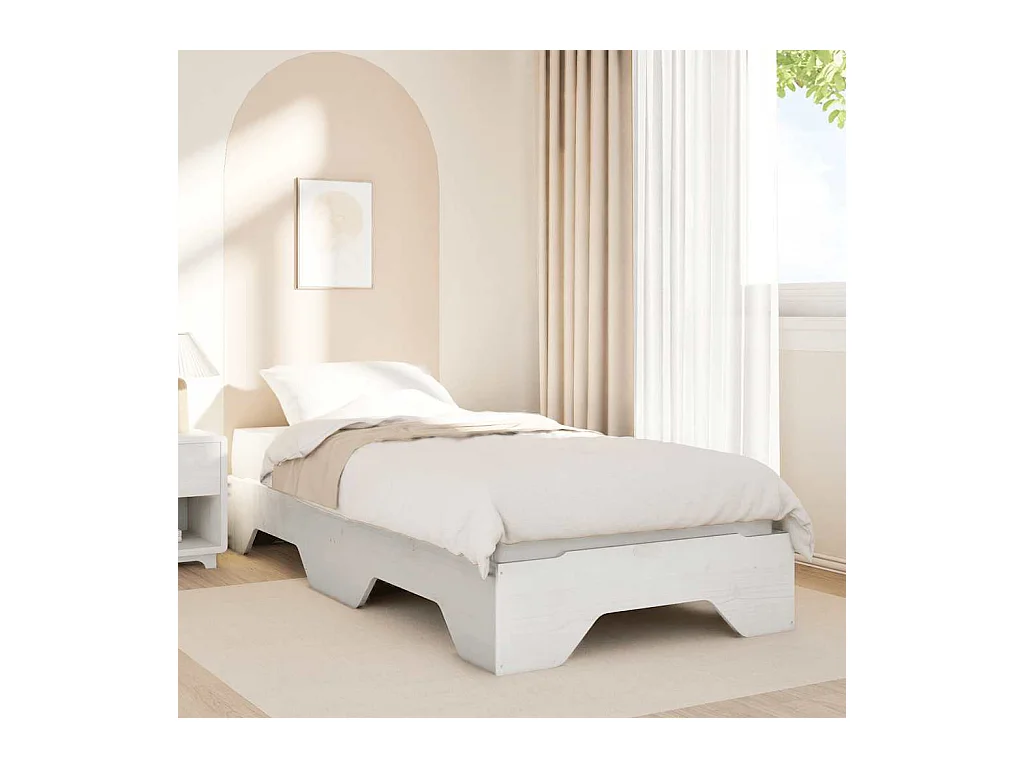 Letto per adulti | Letto singolo | Giroletto senza Materasso Impilabile Bianco 90x190 cm Legno