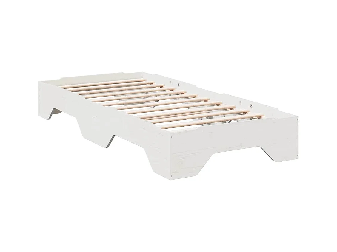 Letto per adulti | Letto singolo | Giroletto senza Materasso Impilabile Bianco 90x190 cm Legno