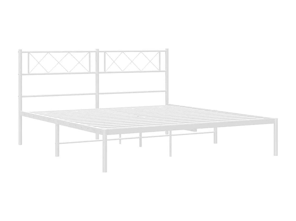 Lit double | Lit adulte | Cadre de lit métal et tête de lit blanc 135x190 cm