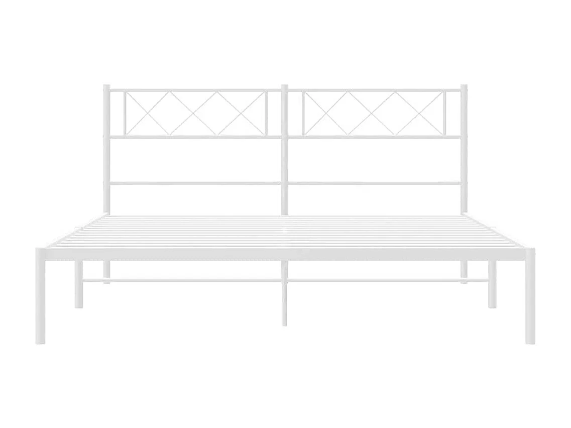 Lit double | Lit adulte | Cadre de lit métal et tête de lit blanc 135x190 cm