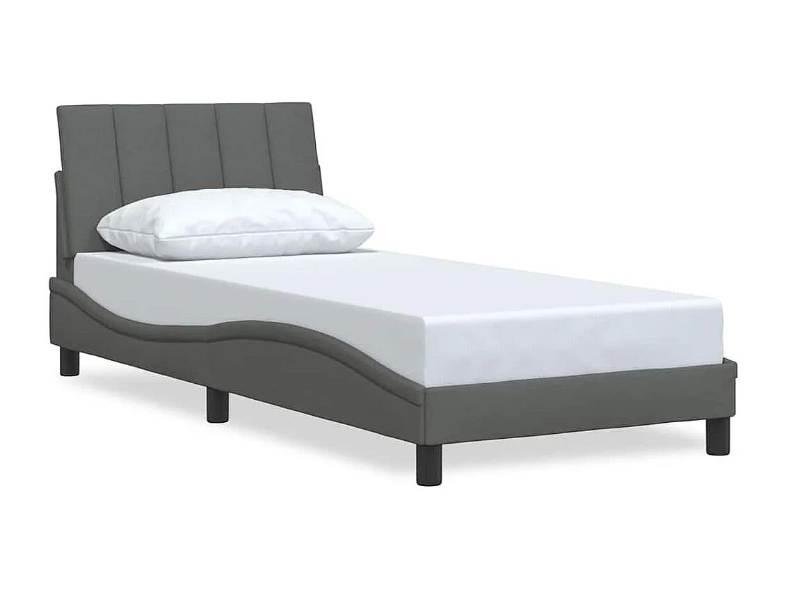 Letto per adulti | Letto singolo | Giroletto senza Materasso Hanko Grigio Scuro 90x190 cm Tessuto