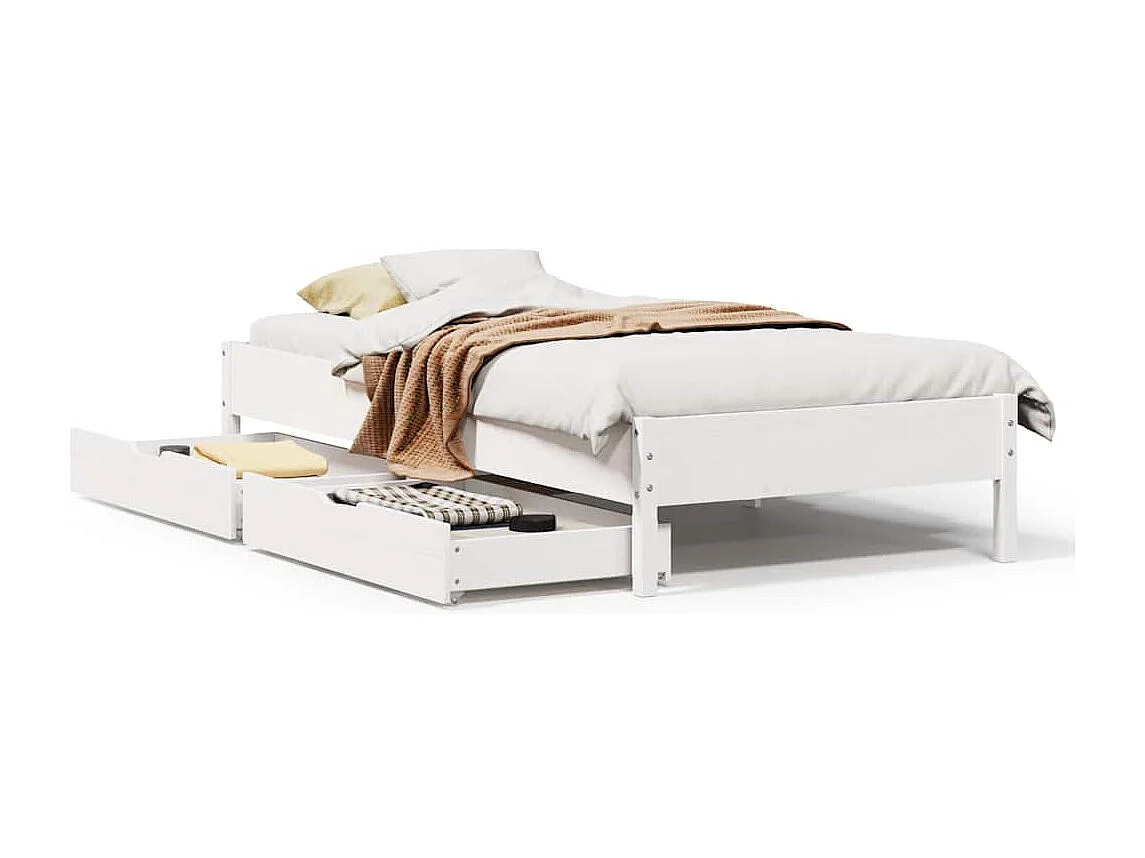 Lit simple | Lit adulte, enfant | Cadre de lit blanc 75x190 cm bois de pin massif