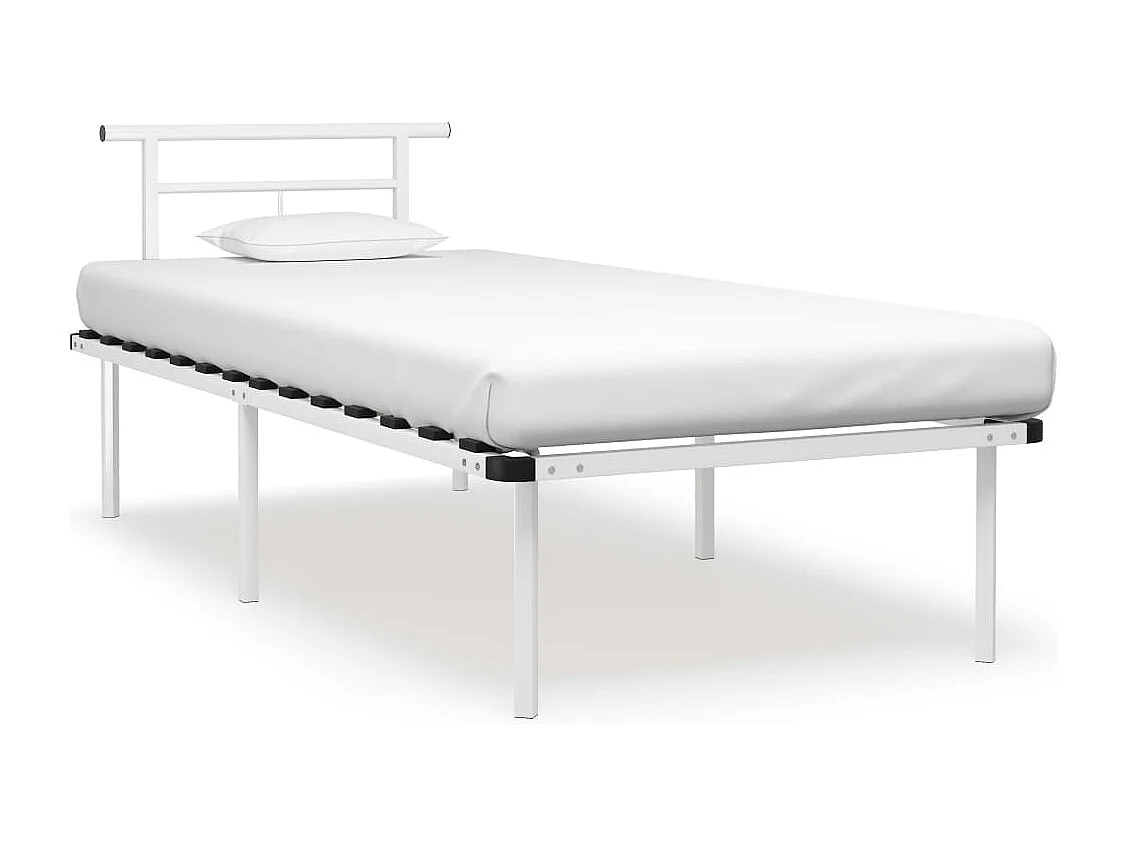 Lit simple | Lit adulte, enfant | Cadre de lit blanc métal 90x200 cm