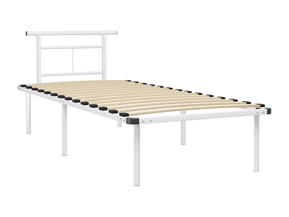 Lit simple | Lit adulte, enfant | Cadre de lit blanc métal 90x200 cm