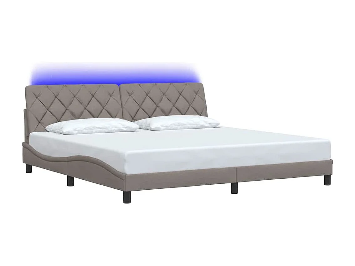 Letto per adulti | Letto matrimoniale | Giroletto con LED senza Materasso Tortora 200x200 cm in Tessuto