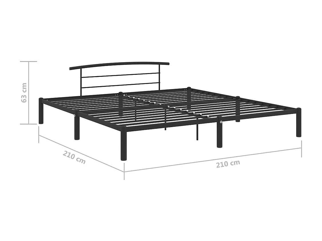 Lit double | Lit adulte | Cadre de lit noir métal 200x200 cm