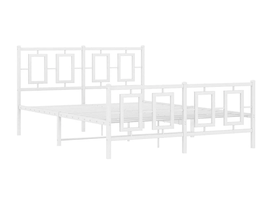 Lit double | Lit adulte | Cadre de lit métal et pied de lit blanc 135x190 cm