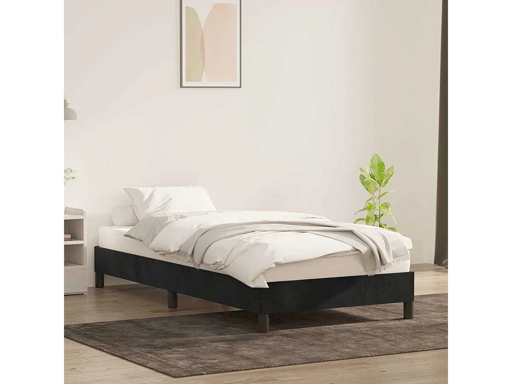 Lit simple | Lit adulte, enfant | Cadre de lit noir 100x210 cm velours