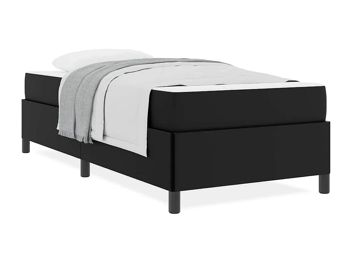 Lit simple | Lit adulte, enfant | Cadre de lit avec matelas Noir 80x200 cm Faux cuir