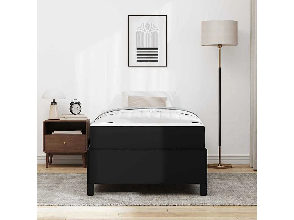 Lit simple | Lit adulte, enfant | Cadre de lit avec matelas Noir 80x200 cm Faux cuir