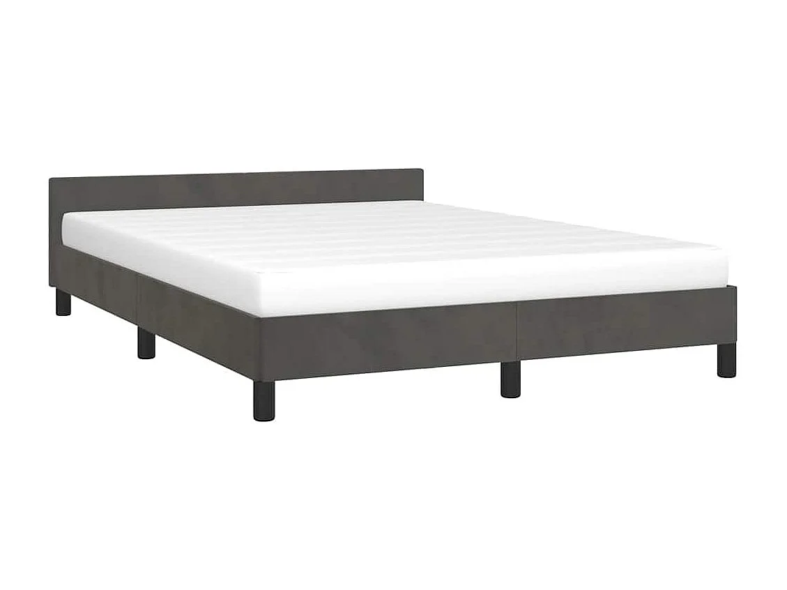 Lit double | Lit adulte | Cadre de lit gris foncé 140x200 cm velours