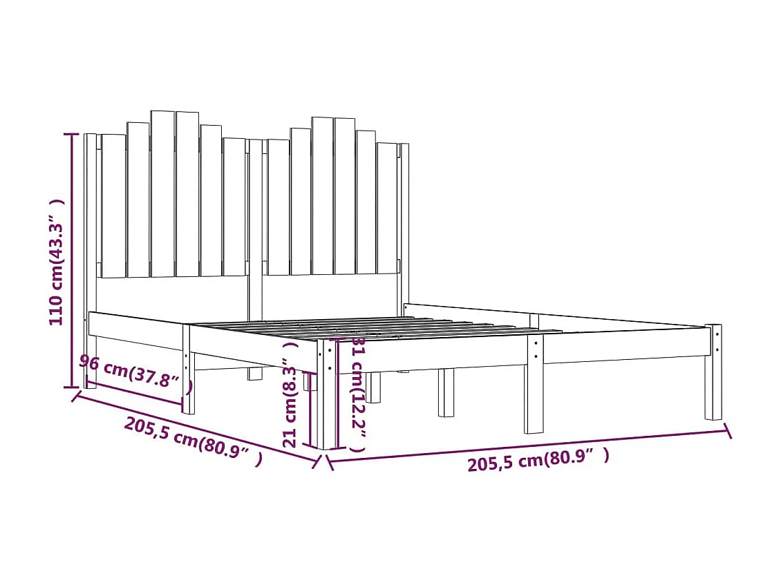 Lit double | Lit adulte | Cadre de lit Bois de pin massif 200x200 cm