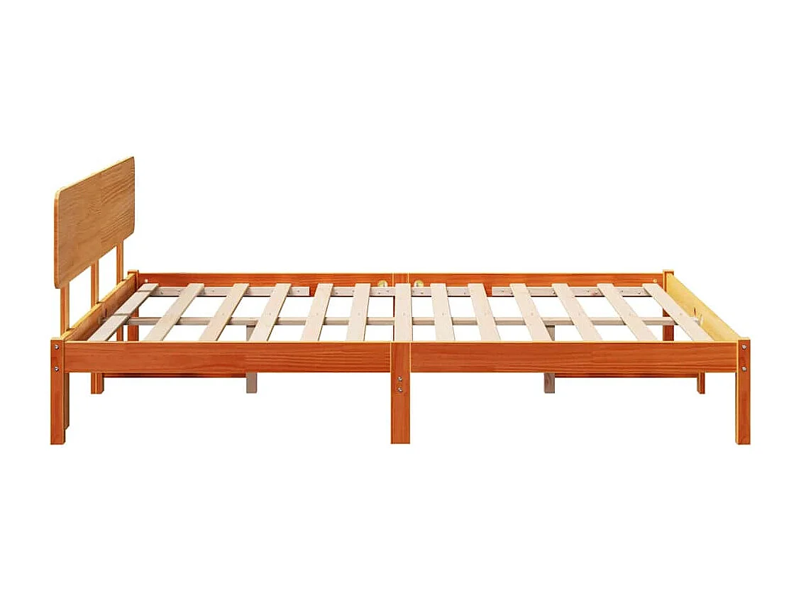 Lit double | Lit adulte | Cadre de lit Brun cire 160x200 cm Bois massif en pin