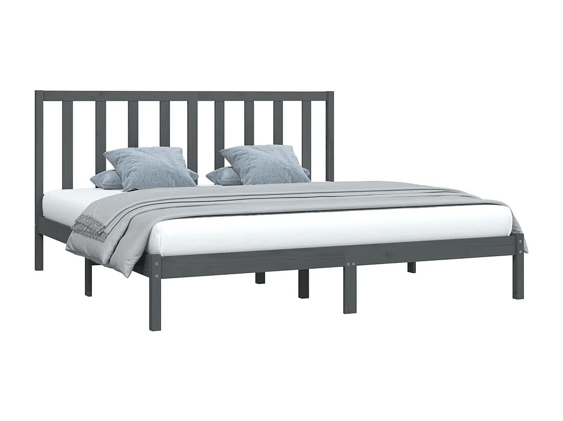 Lit double | Lit adulte | Cadre de lit bois massif de pin gris 200x200 cm