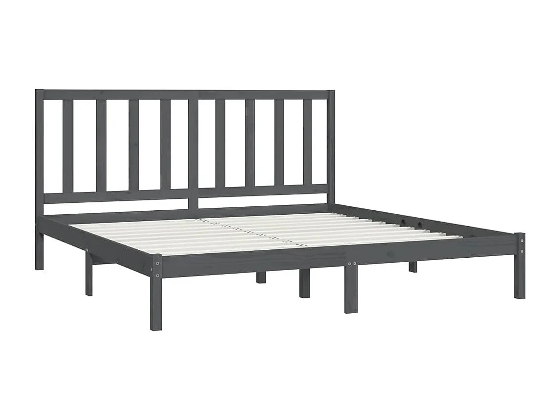 Lit double | Lit adulte | Cadre de lit bois massif de pin gris 200x200 cm
