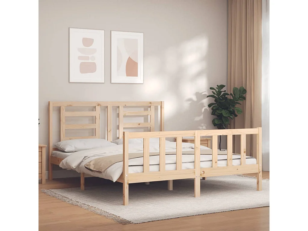 Lit double | Lit adulte | Cadre de lit bois de pin massif 150x200 cm