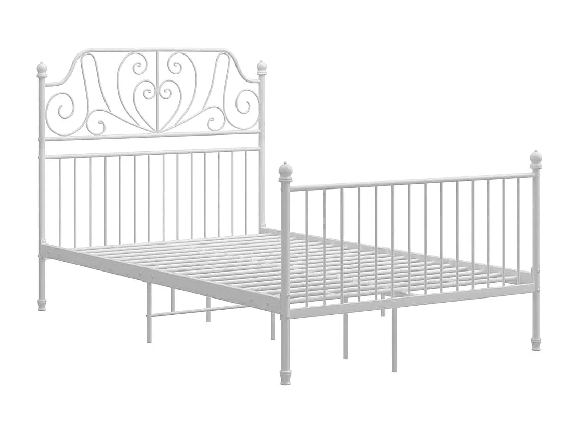 Lit simple | Lit adulte, enfant | Cadre de lit blanc métal 120x200 cm