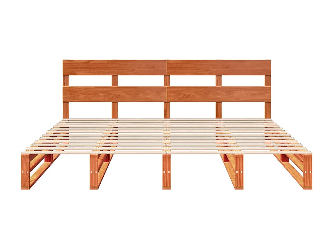 Lit double | Lit adulte | Cadre de lit cire marron 200x200cm bois pin massif