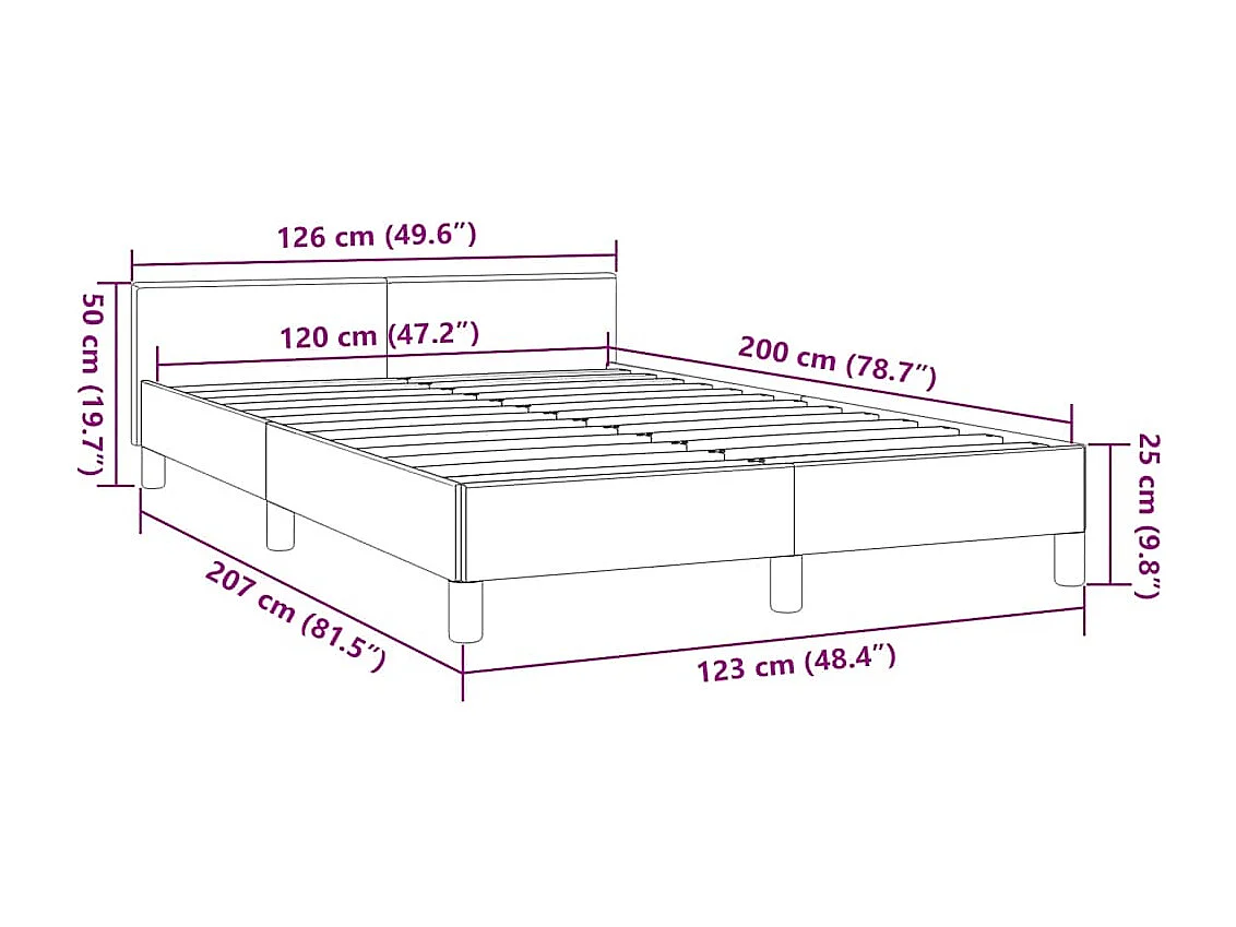 Lit simple | Lit adulte, enfant | Cadre de lit avec tête de lit bleu 120x200cm tissu