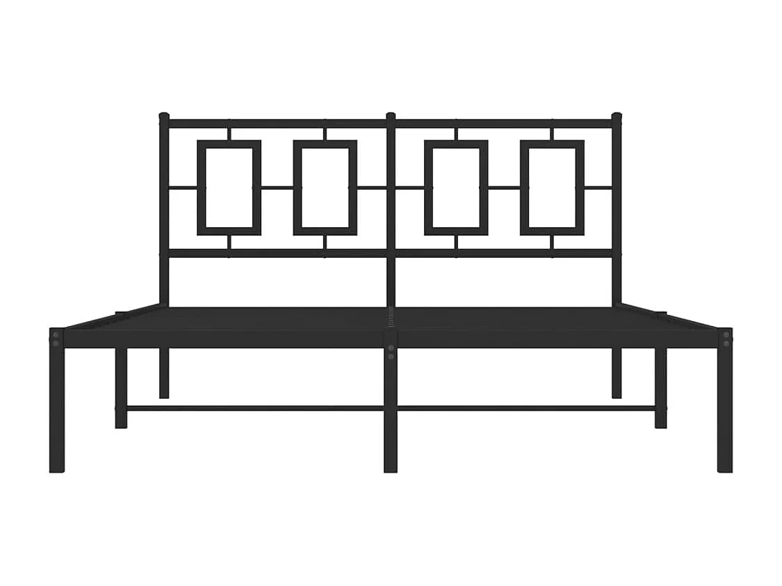 Lit double | Lit adulte | Cadre de lit métal avec tête de lit noir 140x190cm