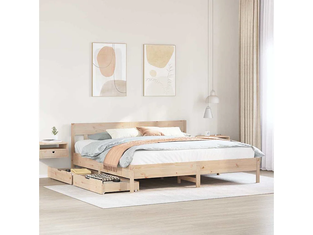 Lit double | Lit adulte | Cadre de lit 180x200 cm bois massif de pin