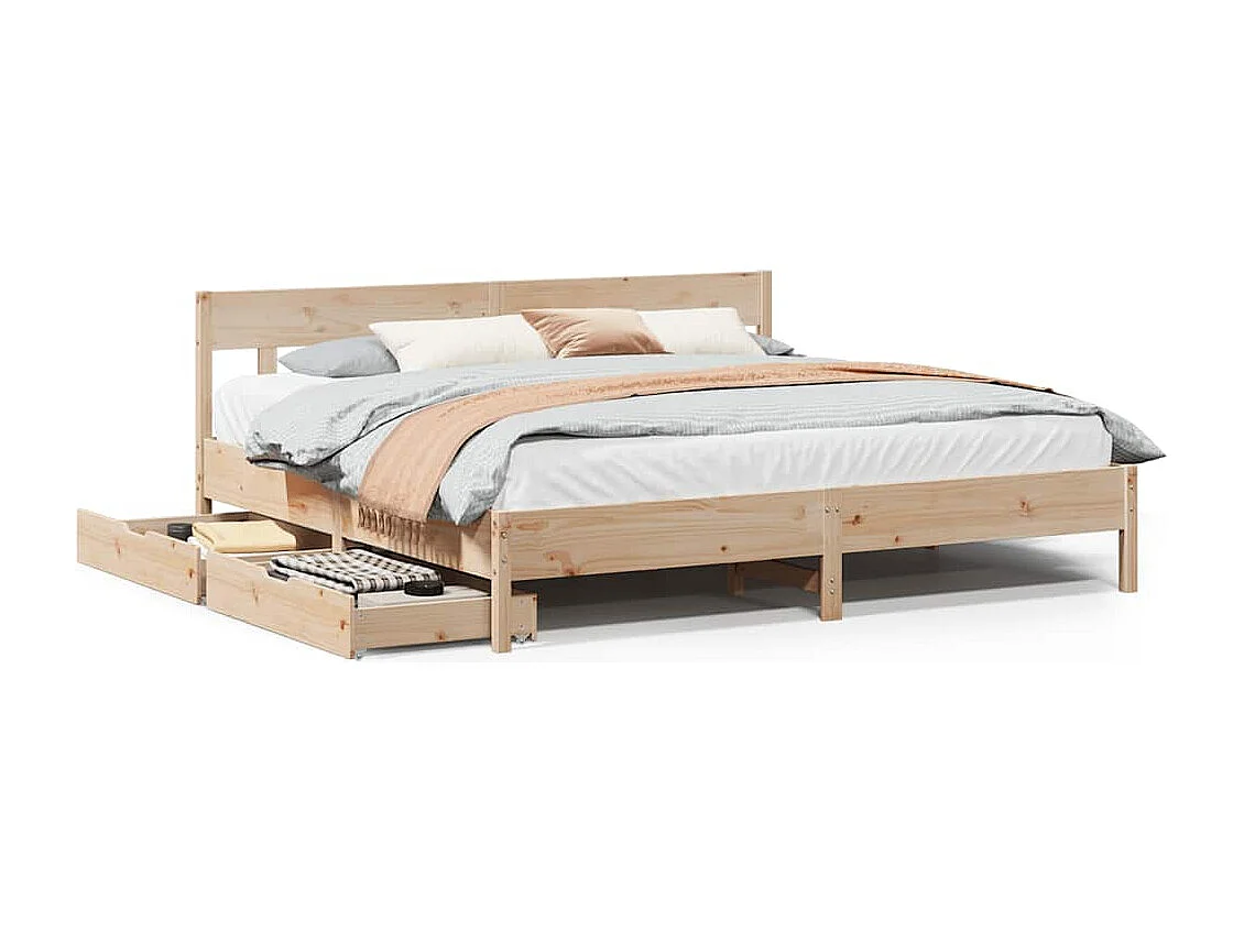 Lit double | Lit adulte | Cadre de lit 180x200 cm bois massif de pin