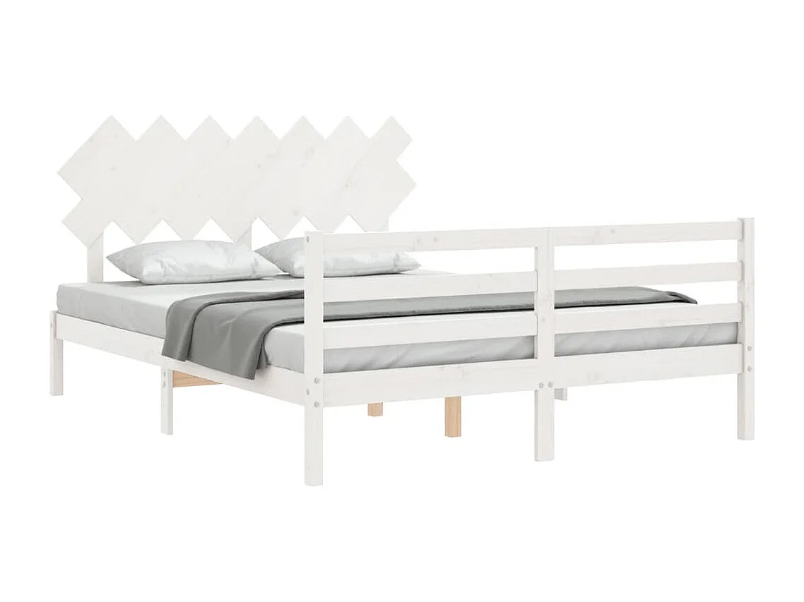 Lit double | Lit adulte | Cadre de lit blanc 140x190 cm bois massif