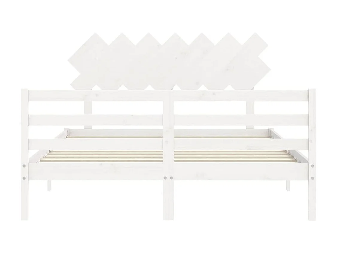 Lit double | Lit adulte | Cadre de lit blanc 140x190 cm bois massif