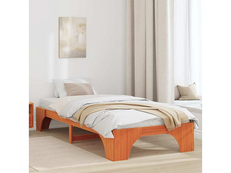Lit simple | Lit adulte, enfant | Cadre de lit Marron cire 80x200 cm Bois massif en pin