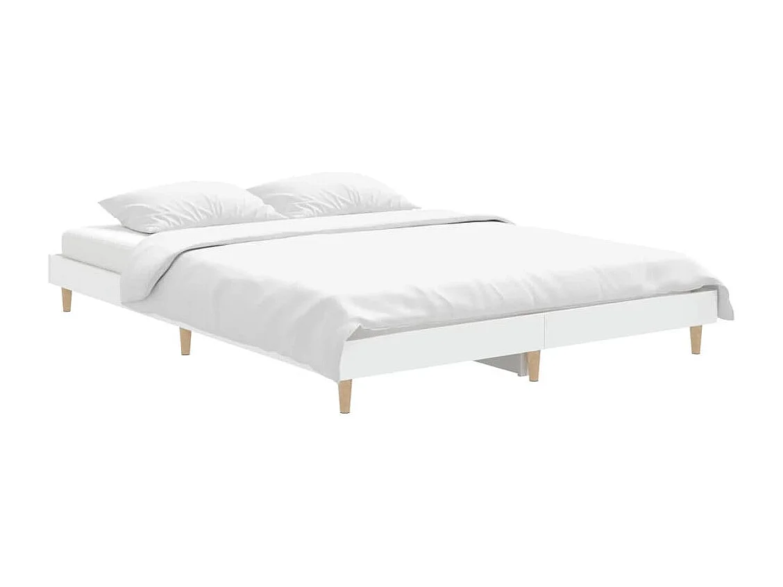 Lit double | Lit adulte | Cadre de lit blanc 135x190 cm bois d'ingénierie