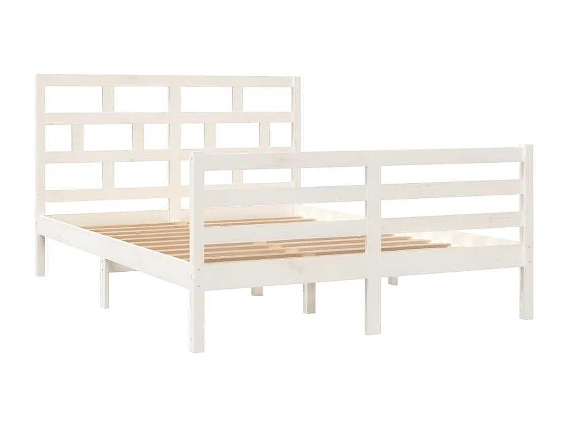 Lit double | Lit adulte | Cadre de lit blanc bois massif 140x200 cm
