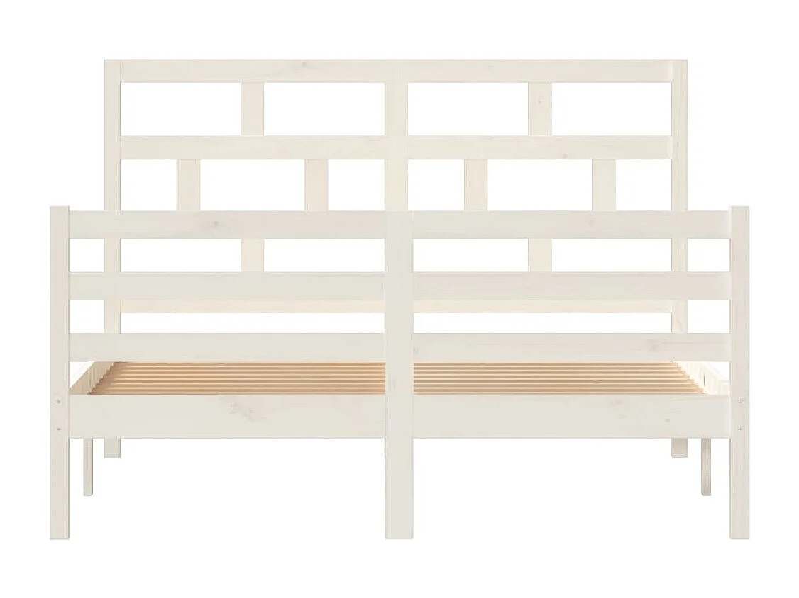 Lit double | Lit adulte | Cadre de lit blanc bois massif 140x200 cm