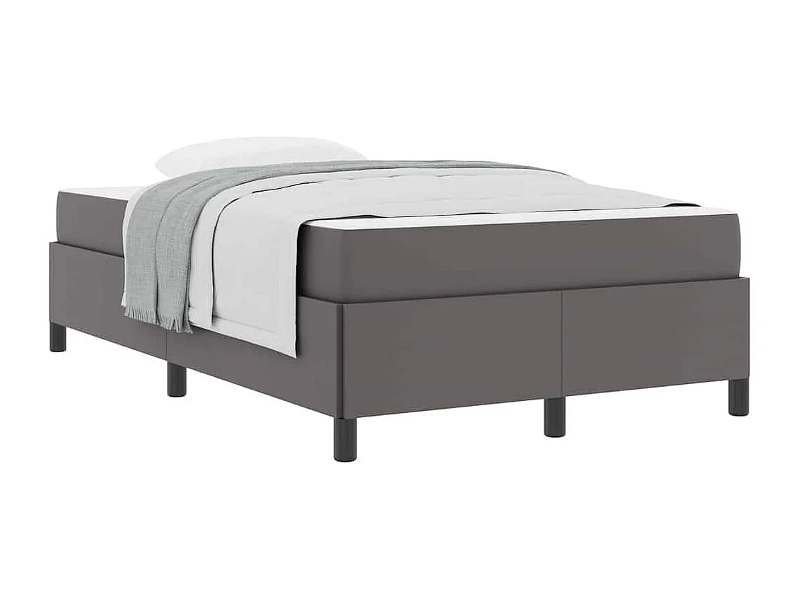 Lit simple | Lit adulte, enfant | Cadre de lit avec matelas Gris 120x200 cm Faux cuir