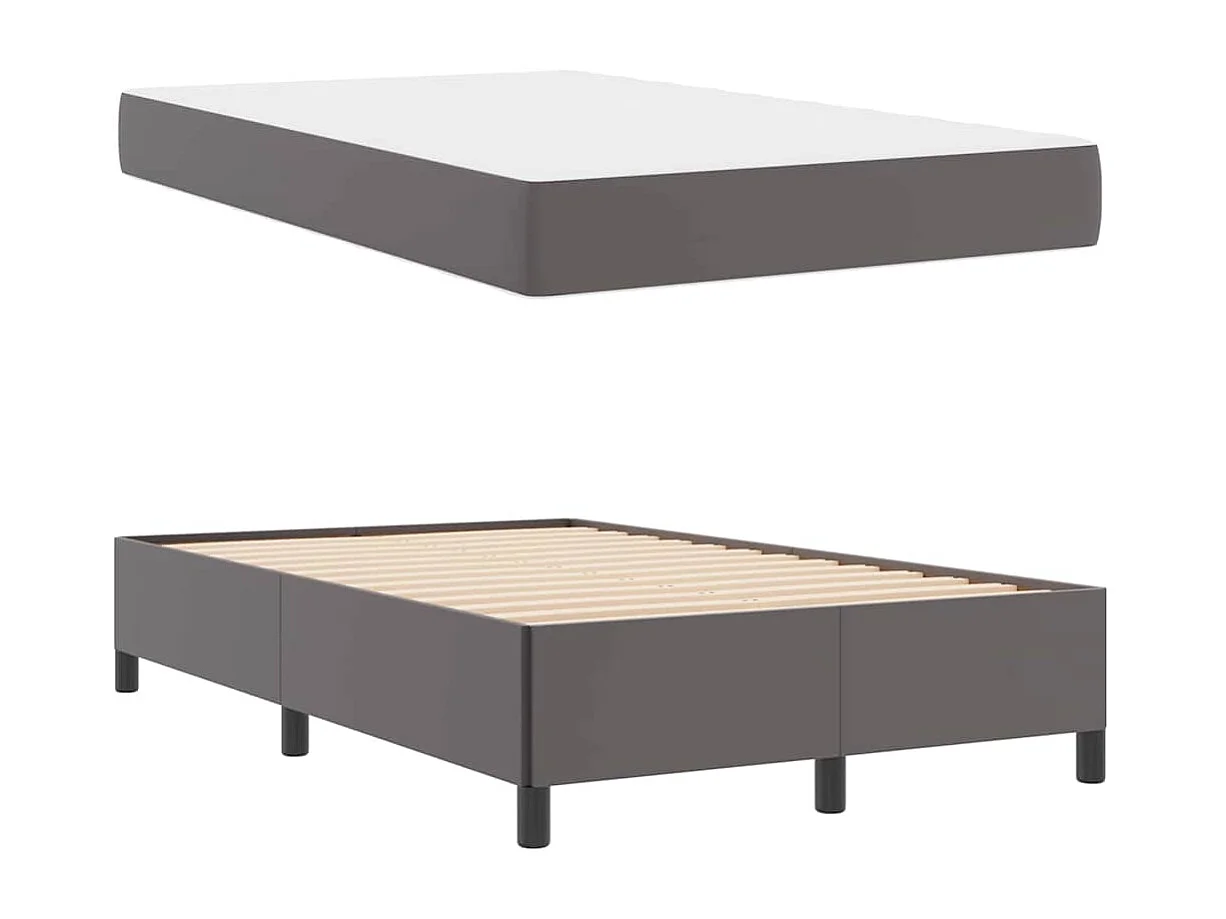 Lit simple | Lit adulte, enfant | Cadre de lit avec matelas Gris 120x200 cm Faux cuir