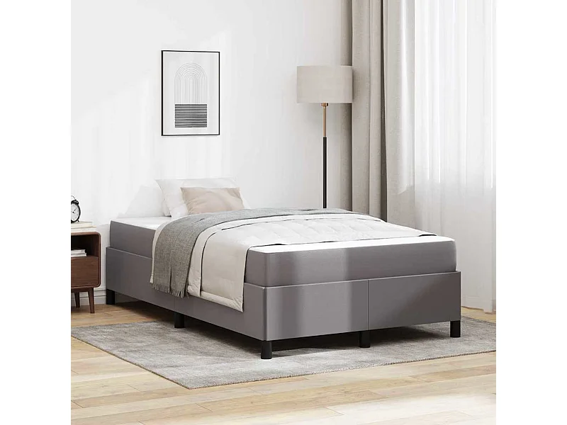 Lit simple | Lit adulte, enfant | Cadre de lit avec matelas Gris 120x200 cm Faux cuir