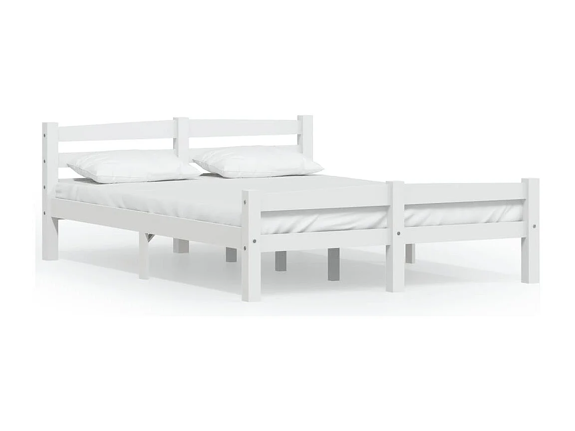 Lit double | Lit adulte | Cadre de lit blanc bois de pin massif 140x200 cm