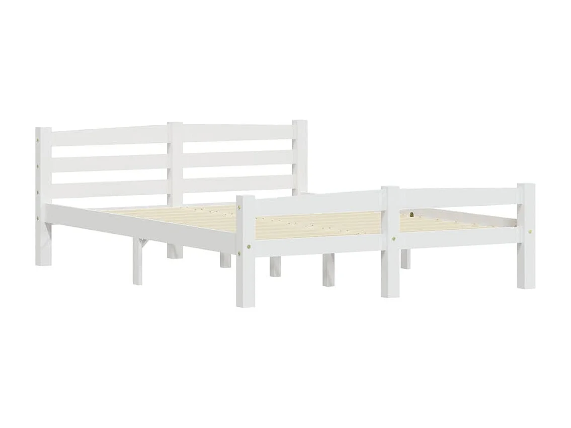 Lit double | Lit adulte | Cadre de lit blanc bois de pin massif 140x200 cm