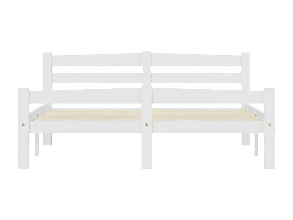 Lit double | Lit adulte | Cadre de lit blanc bois de pin massif 140x200 cm