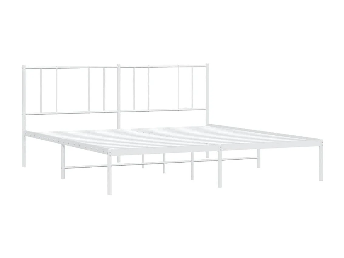 Lit double | Lit adulte | Cadre de lit métal et tête de lit blanc 180x200 cm