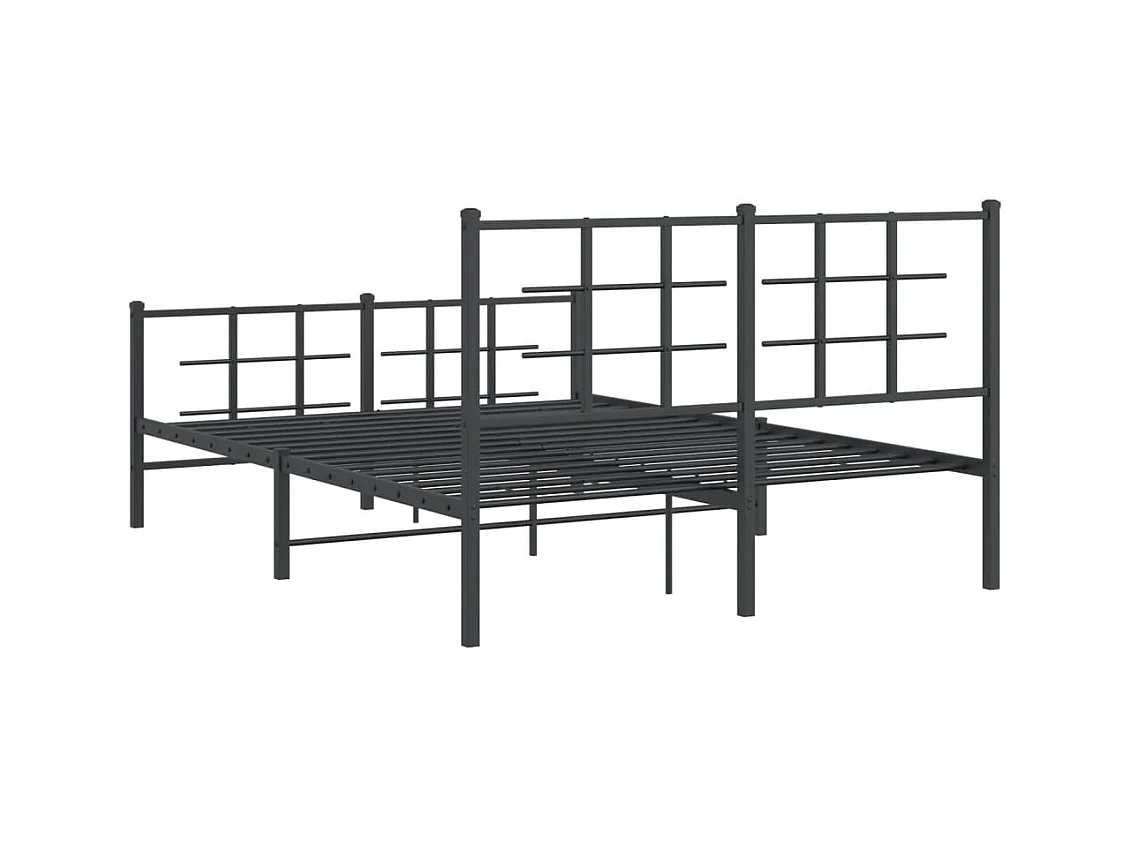 Lit double | Lit adulte | Cadre de lit métal avec pied de lit noir 140x190cm