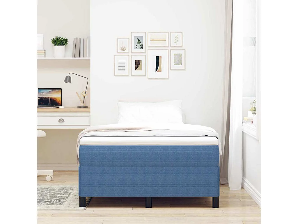 Lit simple | Lit adulte, enfant | Cadre de lit Bleu 120x200 cm Tissu en velours côtelé